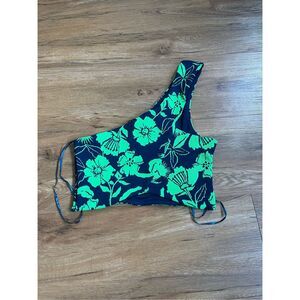 Zara Small Floral Hawaiian Single Shoulder Cropped Tank Top Vacation Beach NEW